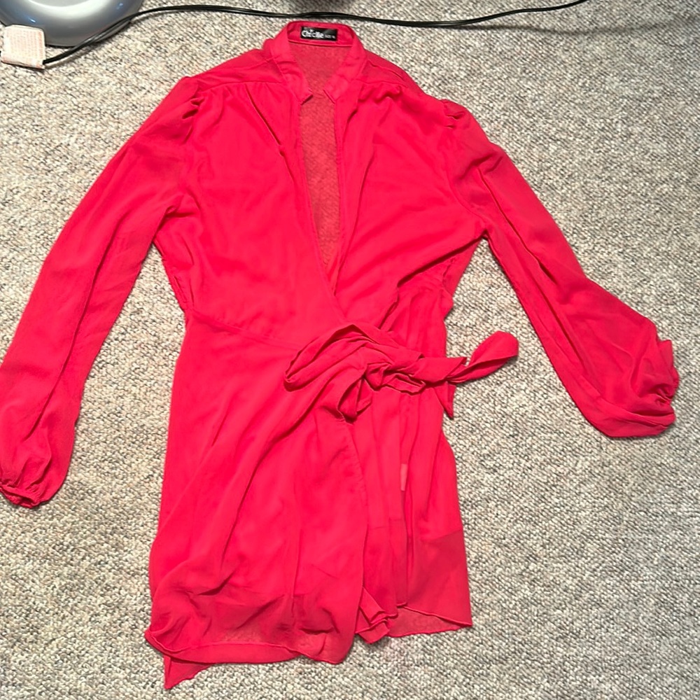 Hot pink flowy wrap dress